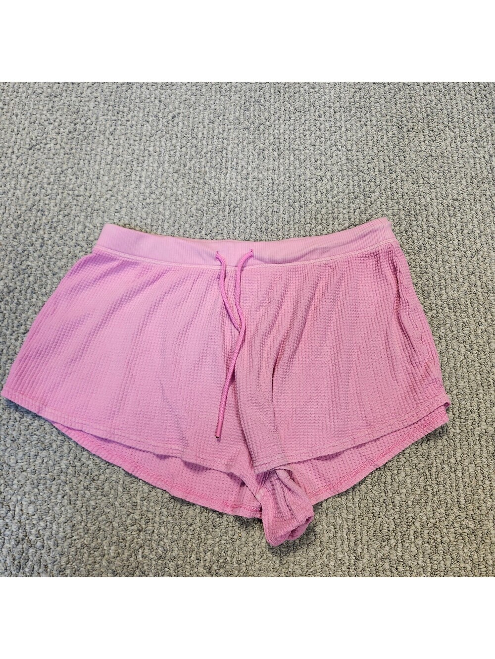Offline by Aerie Pink Waffle Knit Shorts Size Medium Drawstring